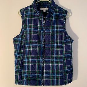 Croft&Barrow Large Blue/Green Puffer Vest Fall Pockets Cinching Zipper Casual